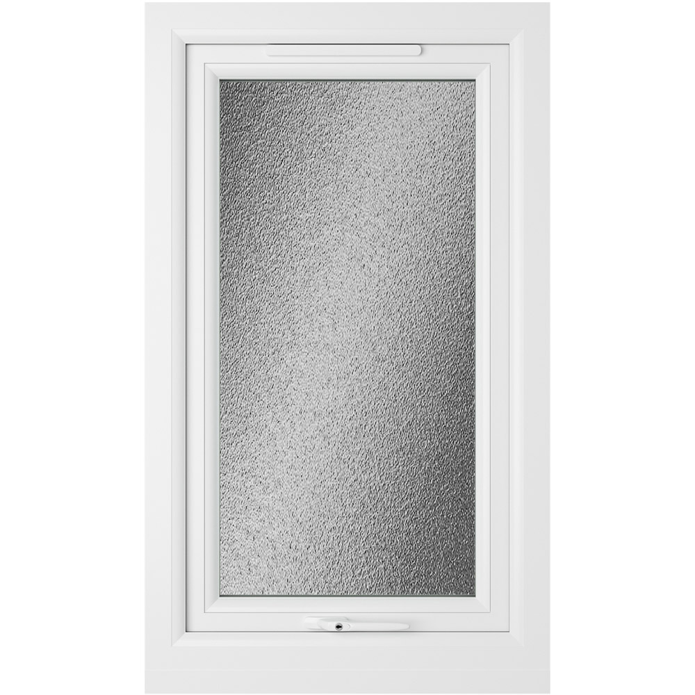 Crystal uPVC Double Glazed Window Top Hung Opener White Obscure Glass 610x1040mm Image 2