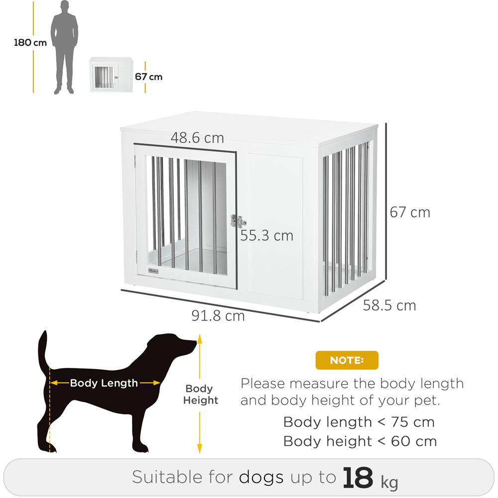 PawHut Medium Dog Crate End Table with 2 Doors Image 5