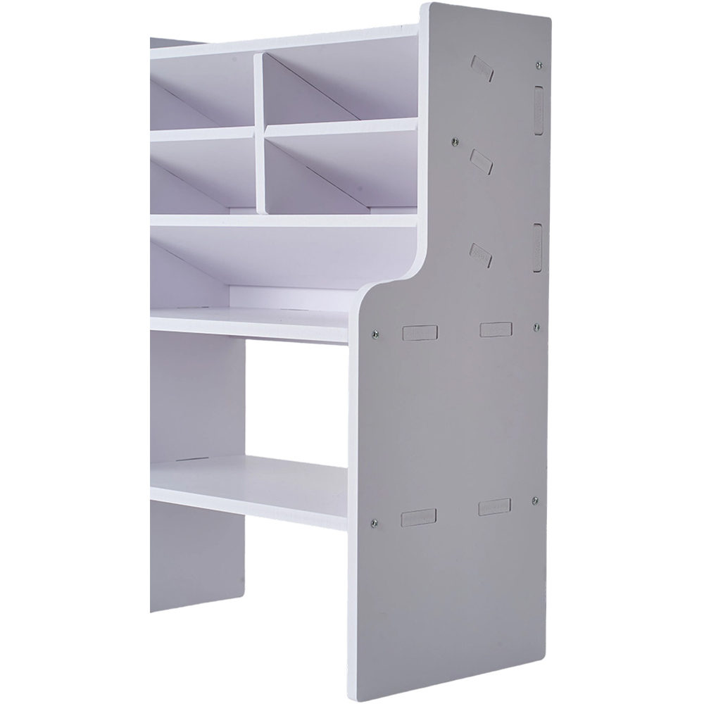Living and Home 2 Shelf White Desktop Storage Shelf with Raised Base and Angled Compartments Image 3