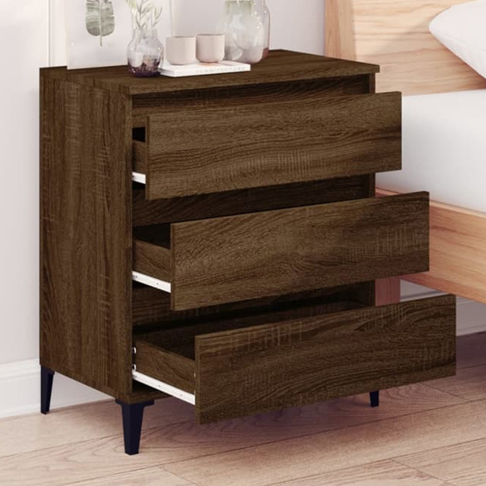 vidaXL 3 Drawer Brown Oak Sideboard Image 1