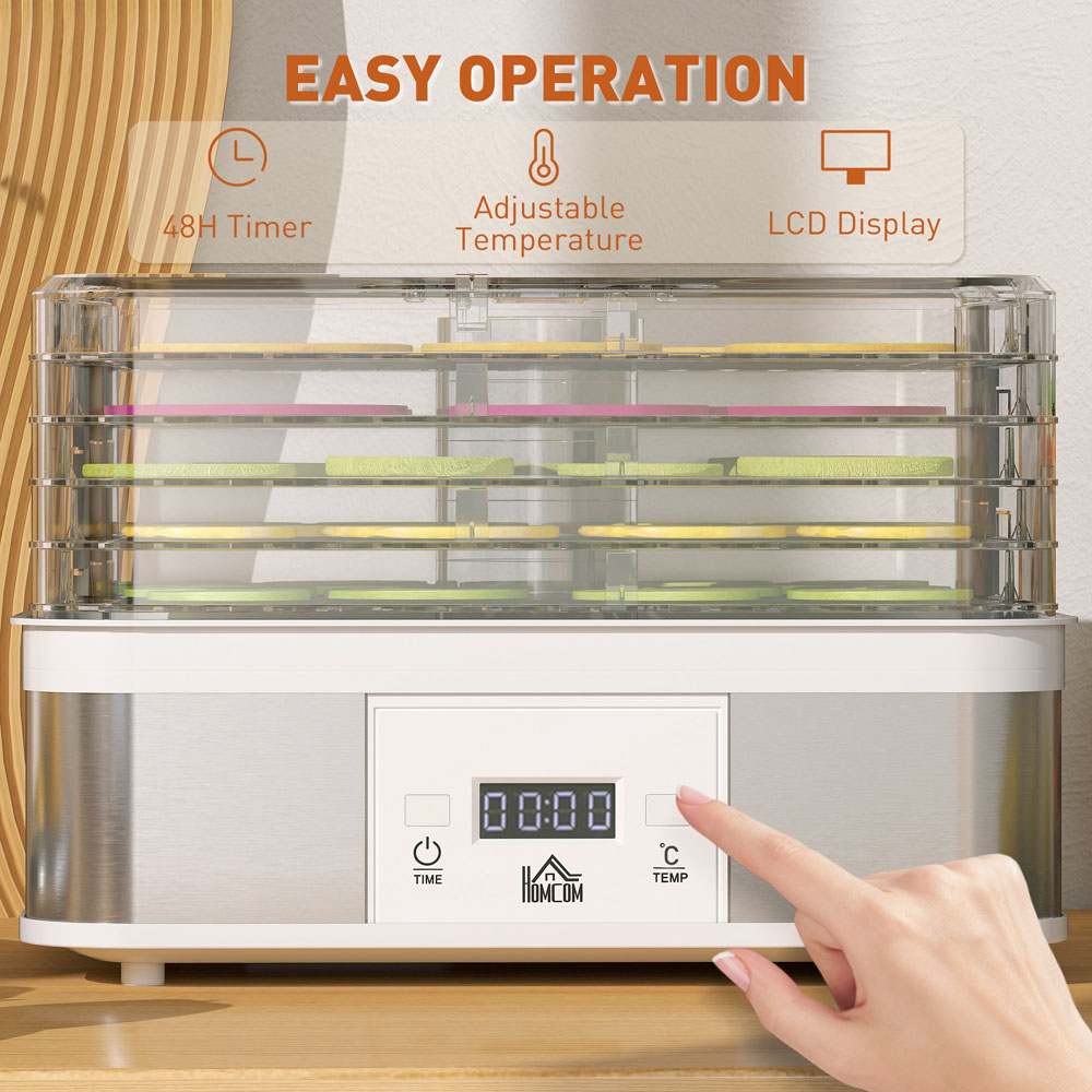 HOMCOM 800-142V70WT White 5 Tray Food Dehydrator 245W Image 6