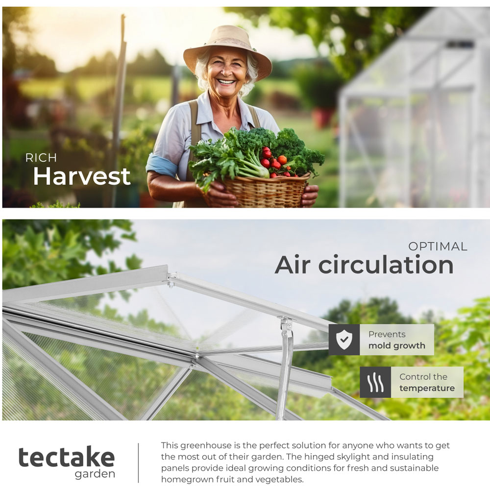 tectake Clear Aluminium 6 x 6.2ft Greenhouse Image 7