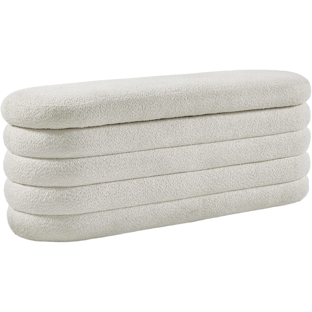 Julian Bowen Hailey Ivory Boucle Upholstered Ottoman Bench Image 2