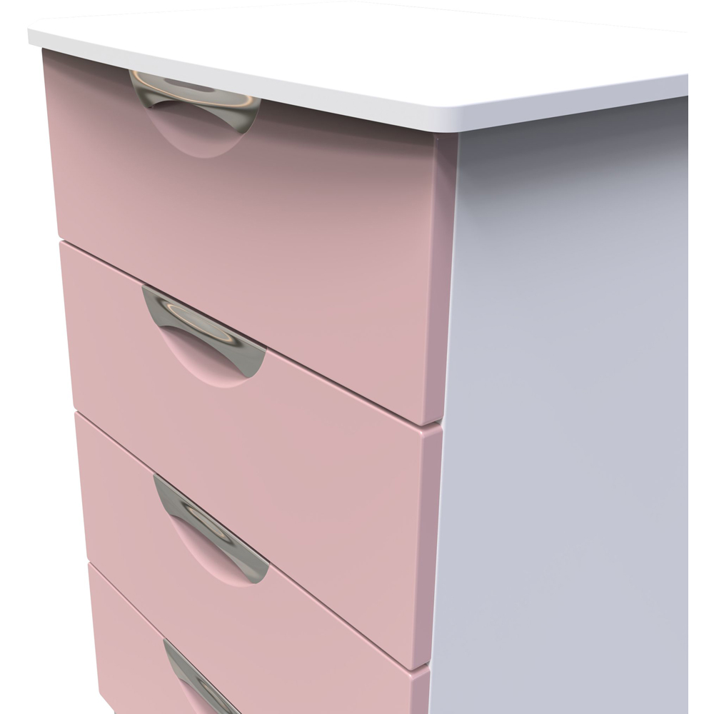 Crowndale Camden 4 Drawer Kobe Pink and White Midi Chest of Drawers Ready Assembled Image 5