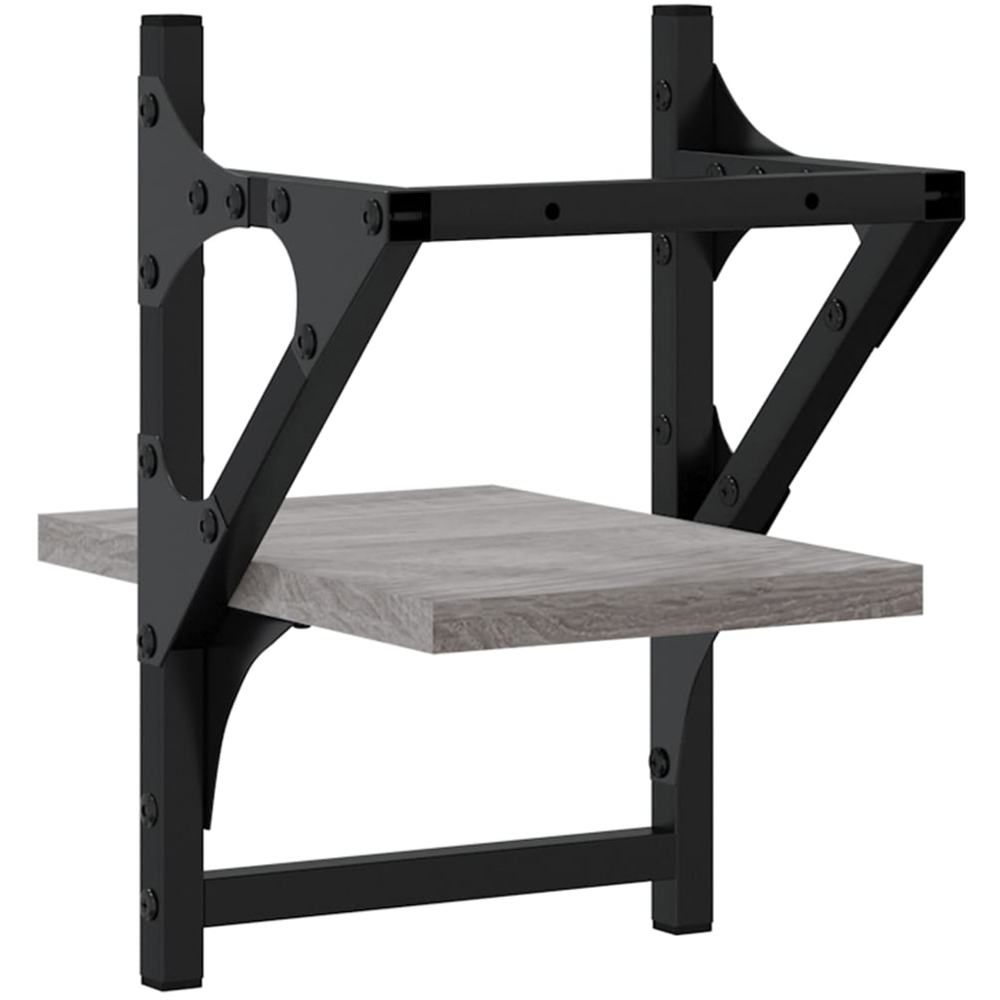 vidaXL 20cm Set of 2 Grey Sonoma Floating Wall Shelf with Bar Image 6