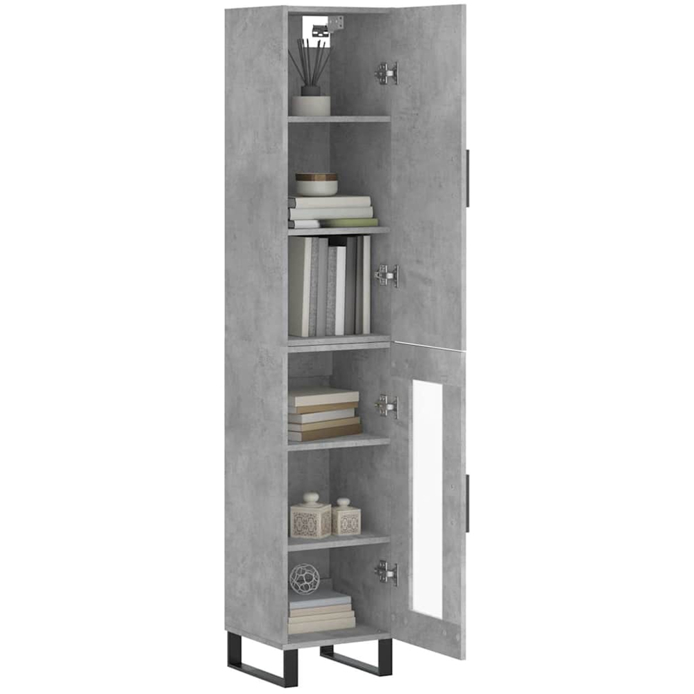 vidaXL 2 Door Concrete Grey Wooden Highboard Image 3