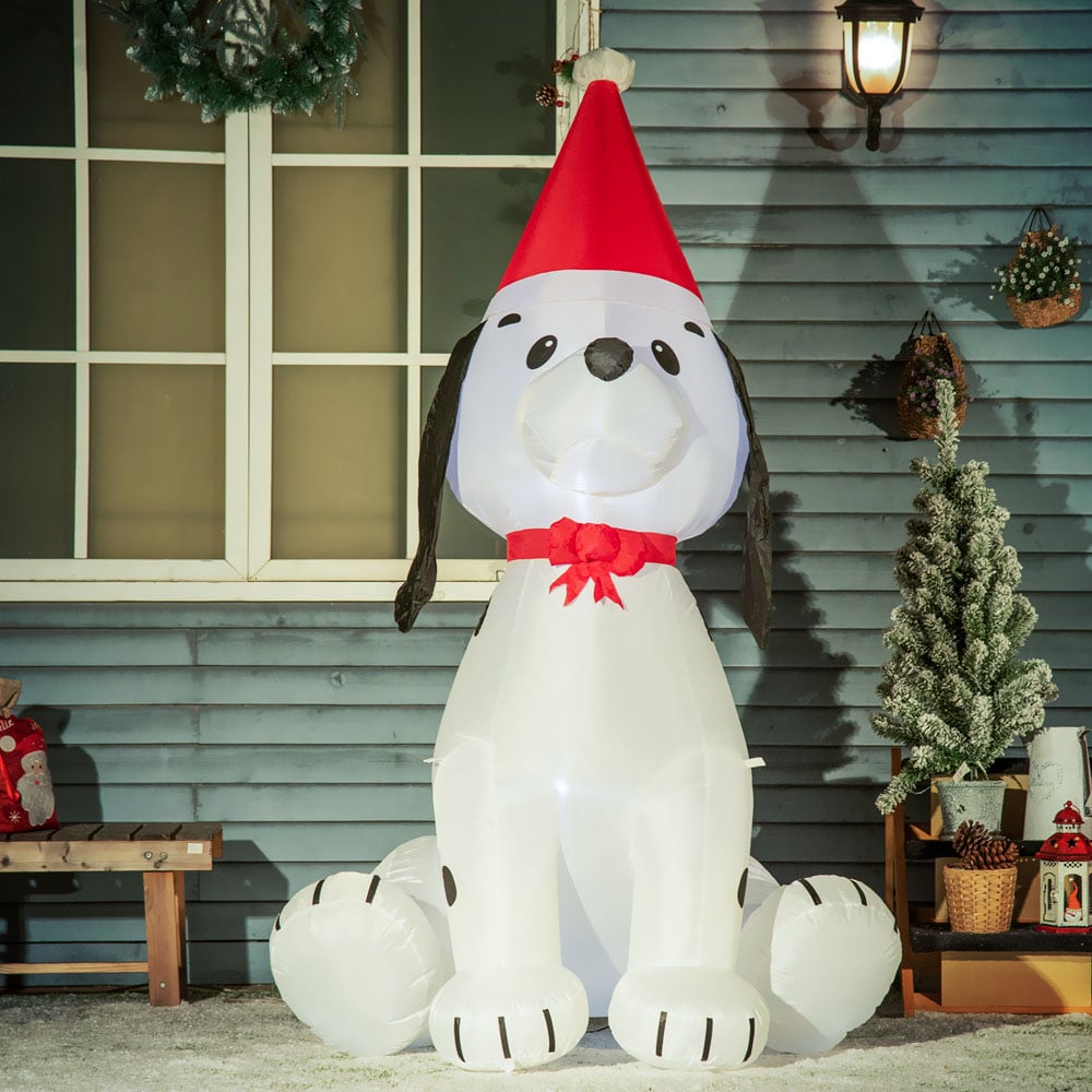 Everglow LED Inflatable Christmas Puppy with Santa Hat Decoration 5.9ft Image 1