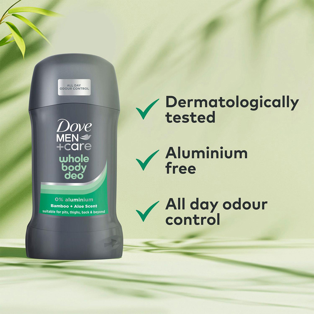 Dove Men+Care Whole Body Bamboo and Aloe Odour Control Deodorant Stick 50ml 6 Pack Image 5