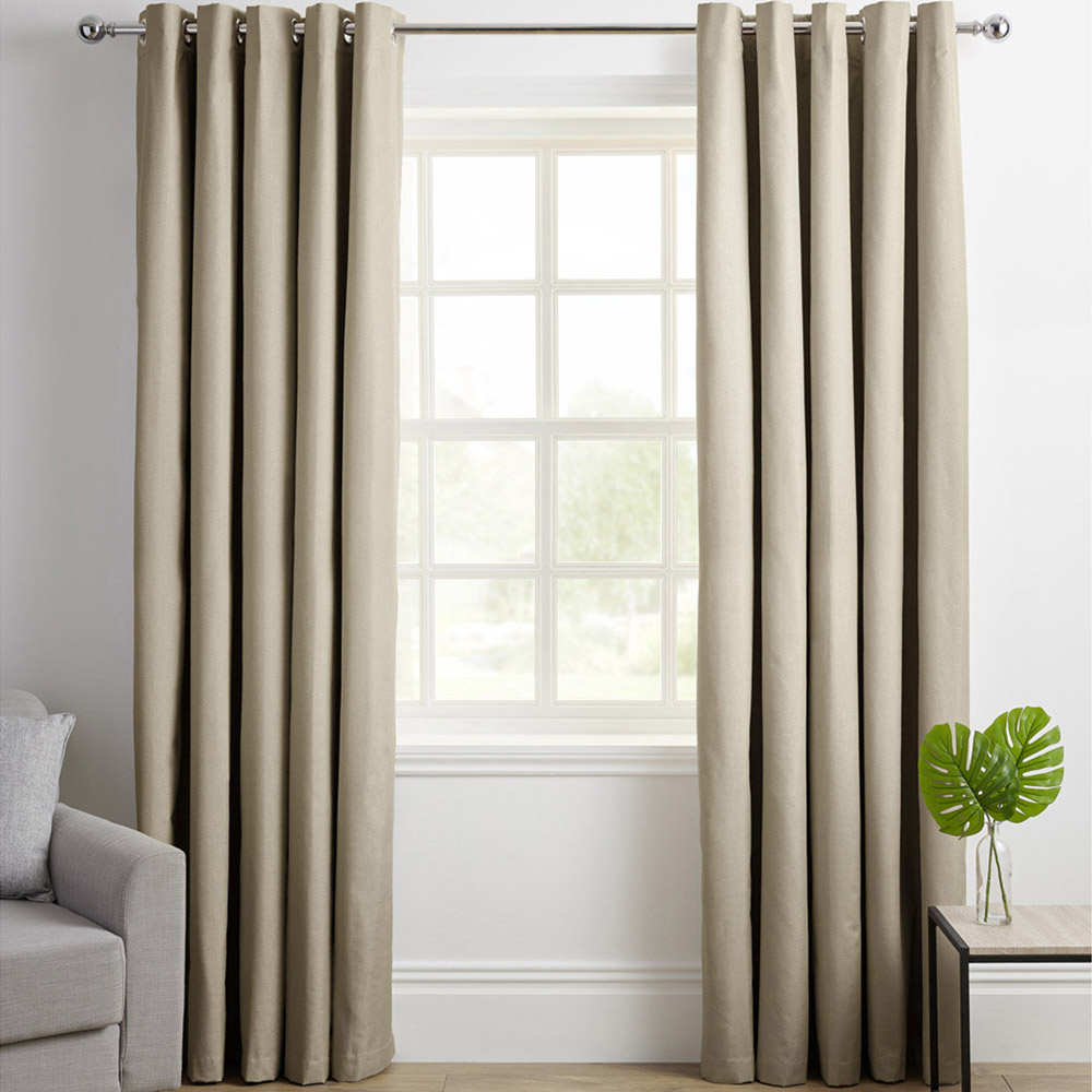 Wilko Brushed Oatmeal Curtains 228 x 228cm Image 1