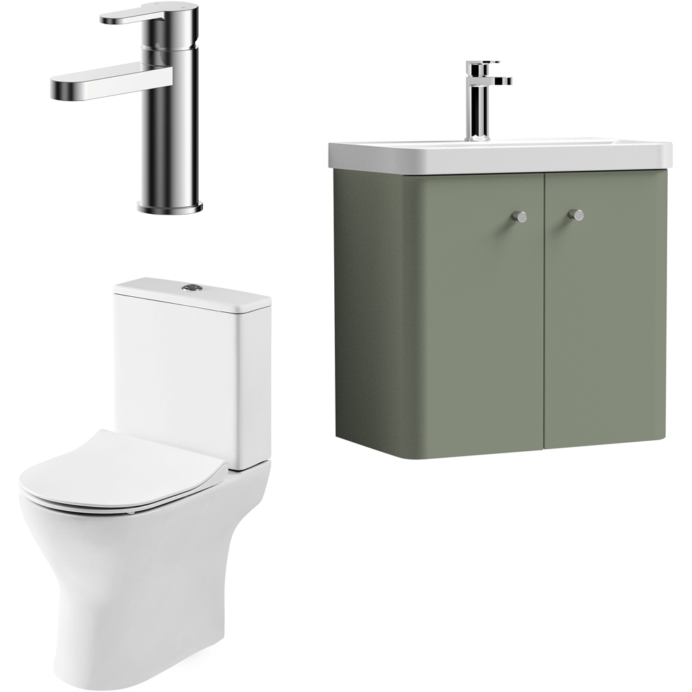 nuie Core 600mm Satin Green Wall Hung Unit with Tap and WC Image 1