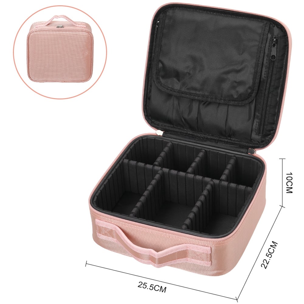 Living and Home Pink Portable Waterproof Travel Makeup Bag with Removable Dividers Image 8