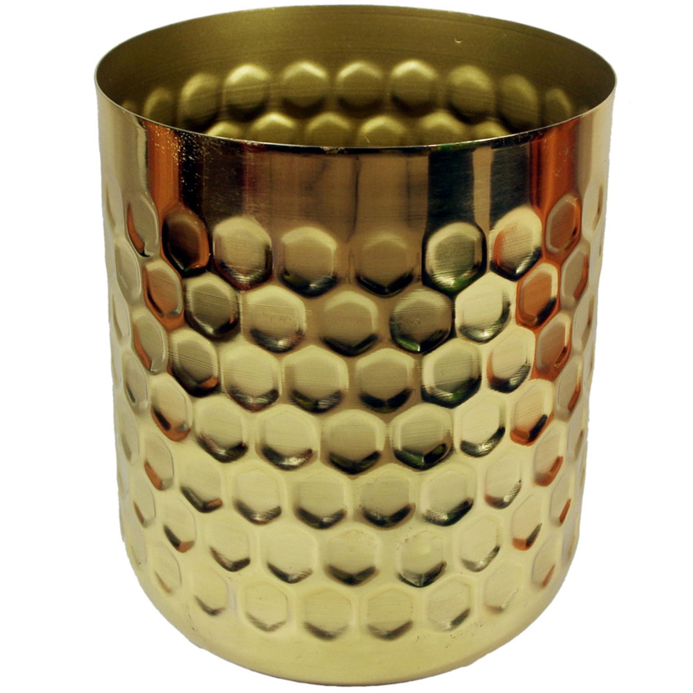 Leaf Gold Metal Honeycomb Planter 18 x 15.5cm Image 1