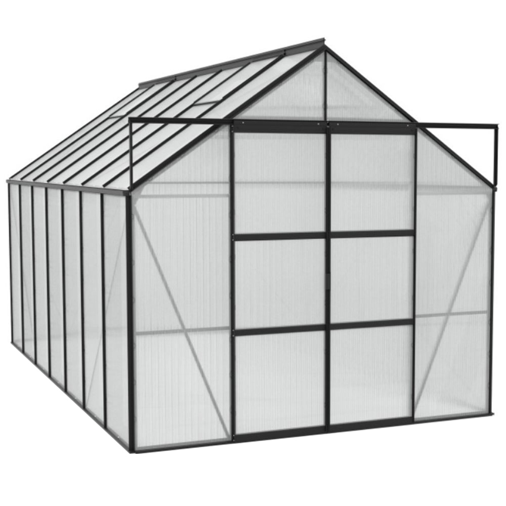 Vitavia Jupiter 11500 Black Tough Glass 8 x 14ft Greenhouse Image 1