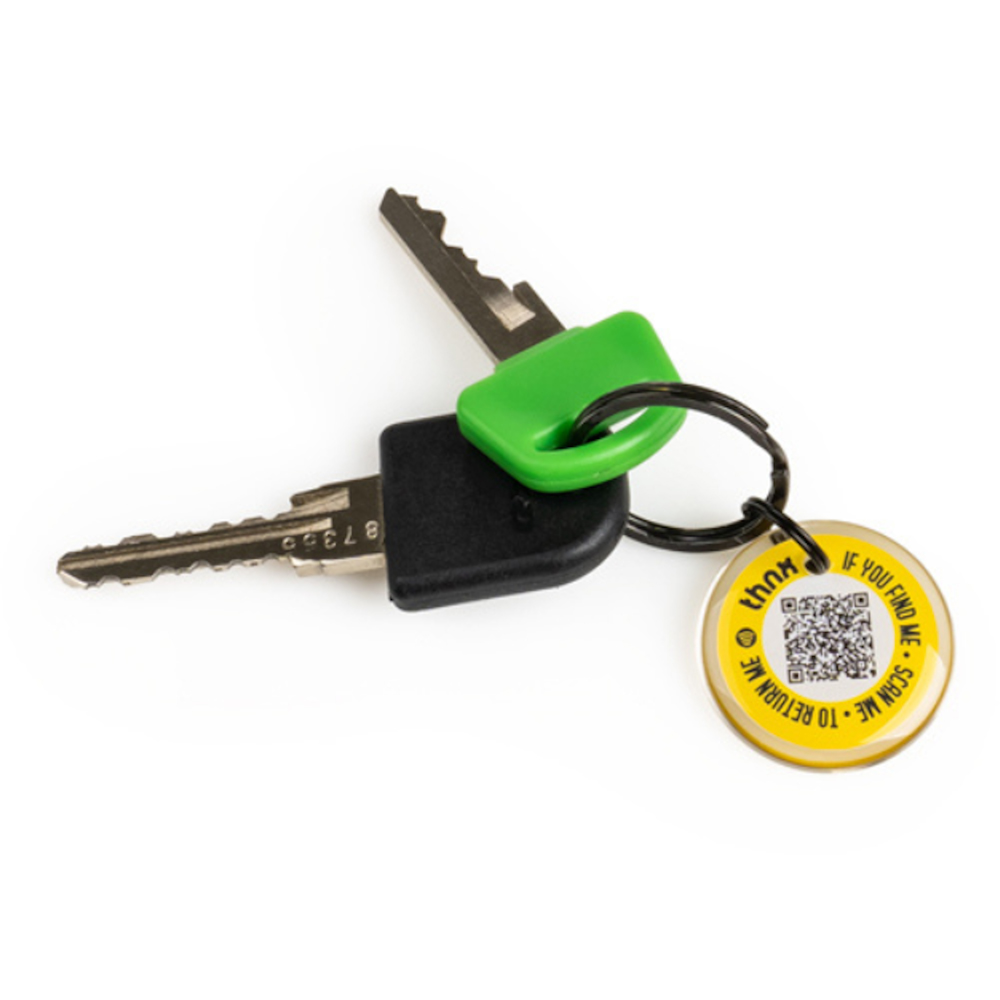 Thnx Yellow Small Airtag Keychain with QR Code Image 3