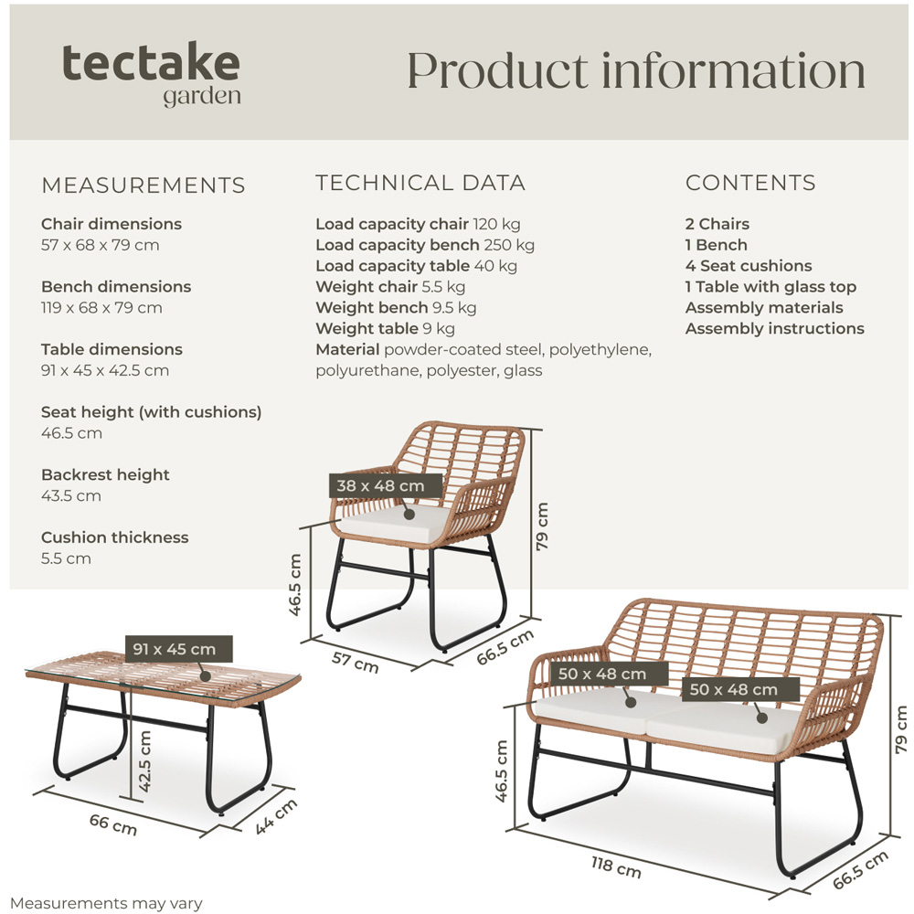tectake Molfetta 4 Seater XL Brown Weather Safe Garden Furniture Set Image 9