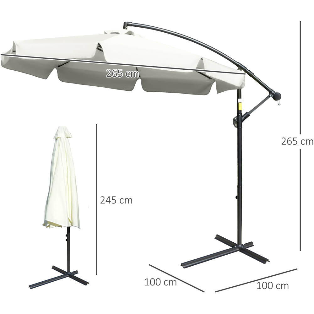 Outsunny Cream White Cantilever Parasol with Cross Base 2.7m Image 7