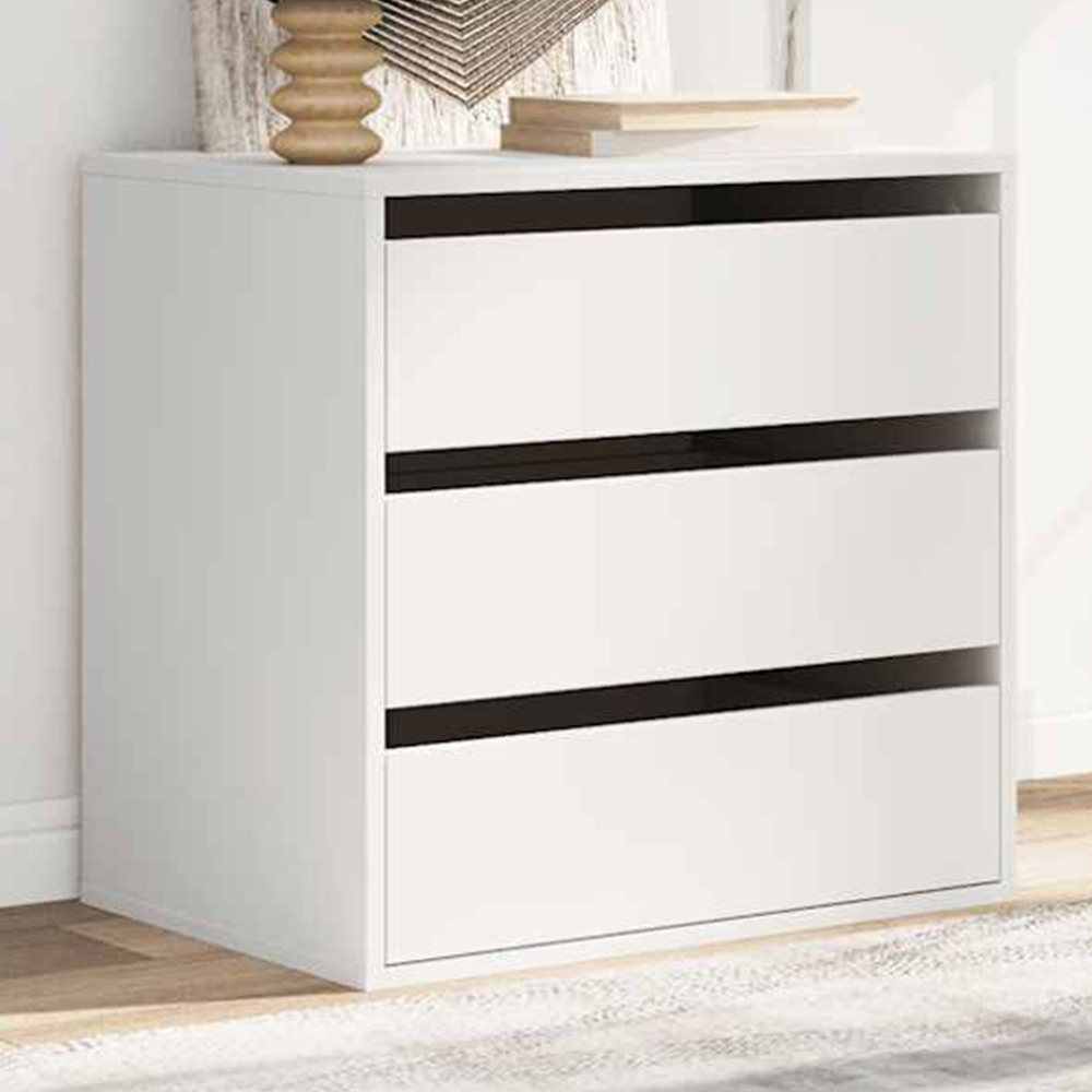 vidaXL 3 Drawer White Engineered Wood Chest of Drawers Image 1