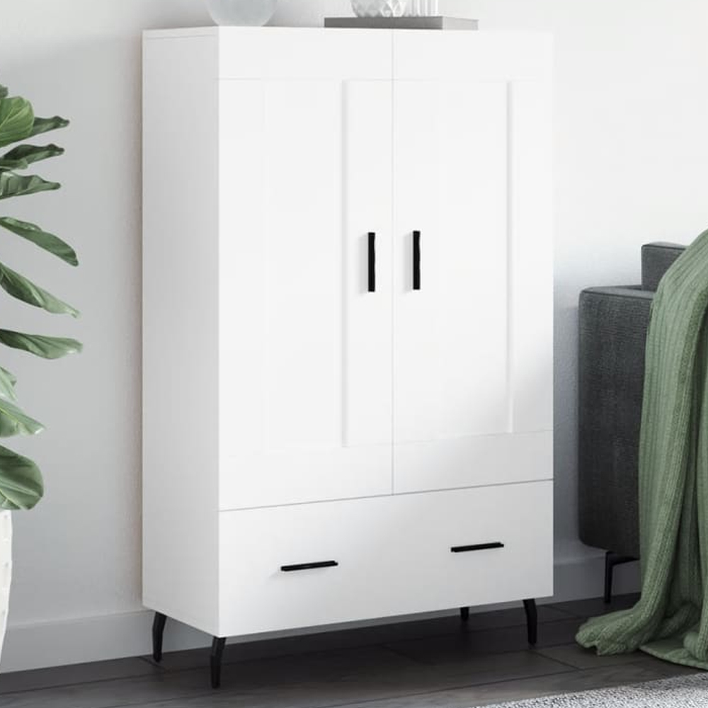 vidaXL 2 Door Single Drawer 2 Shelf White Highboard Image