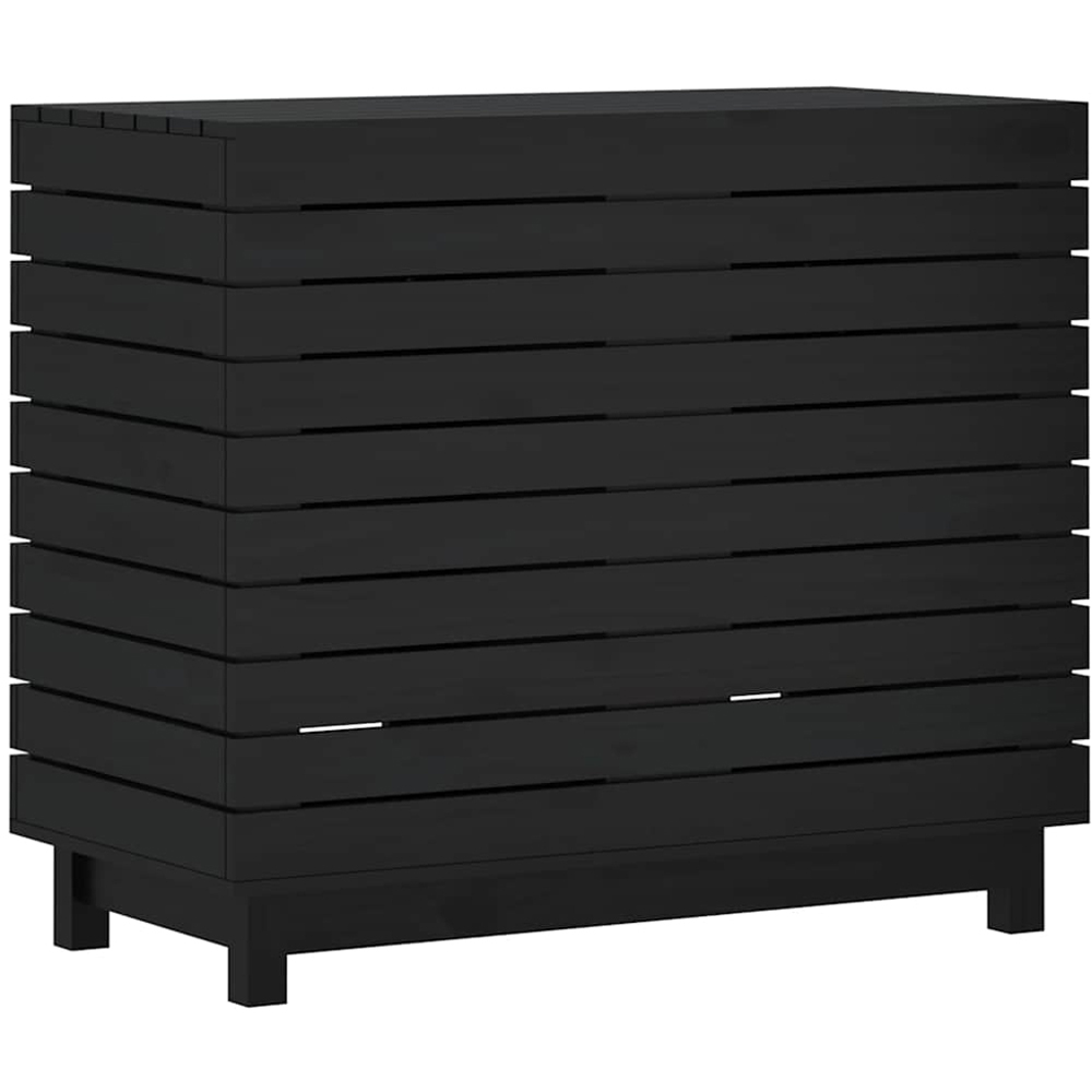 vidaXL Black Solid Pine Wood Laundry Basket 88.5 x 44 x 76cm Image 6