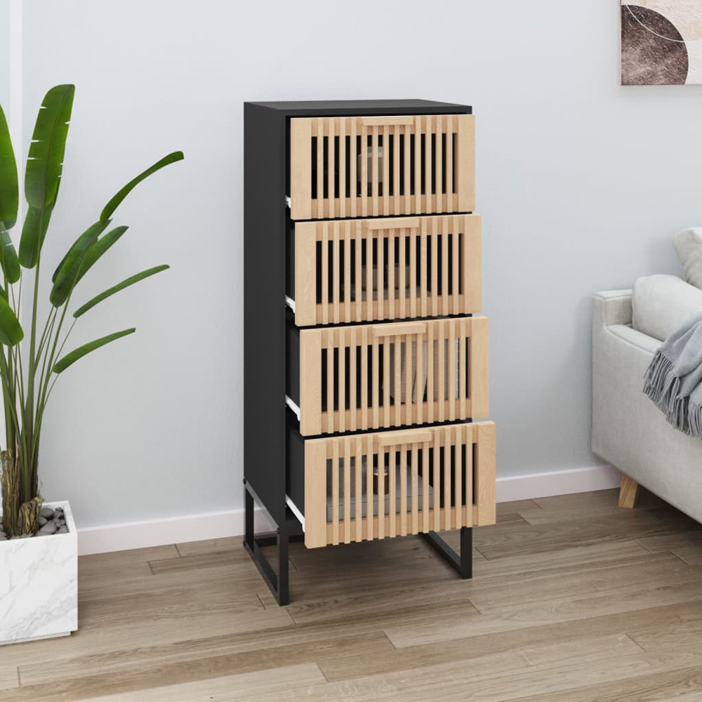 vidaXL 4 Drawer Black Highboard Image 5