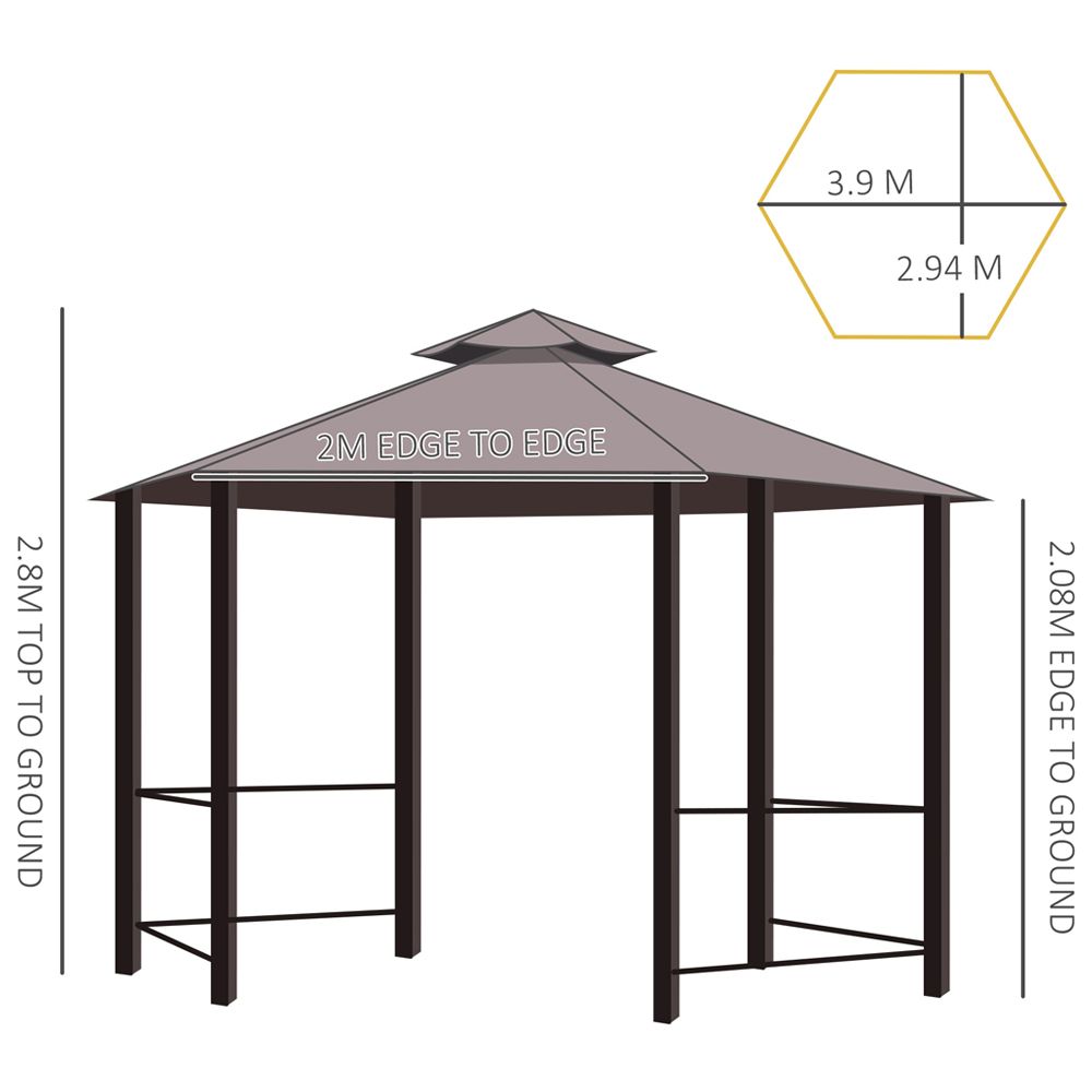 Outsunny 3 x 3m 2 Tier Brown Canopy Gazebo with Sides Image 6