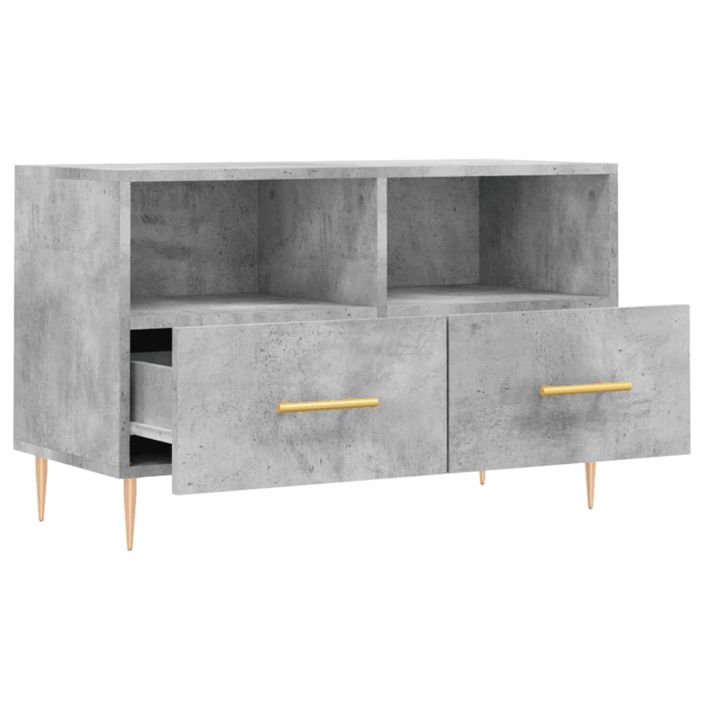 vidaXL 2 Drawer 2 Shelf Concrete Grey TV Cabinet Image 6