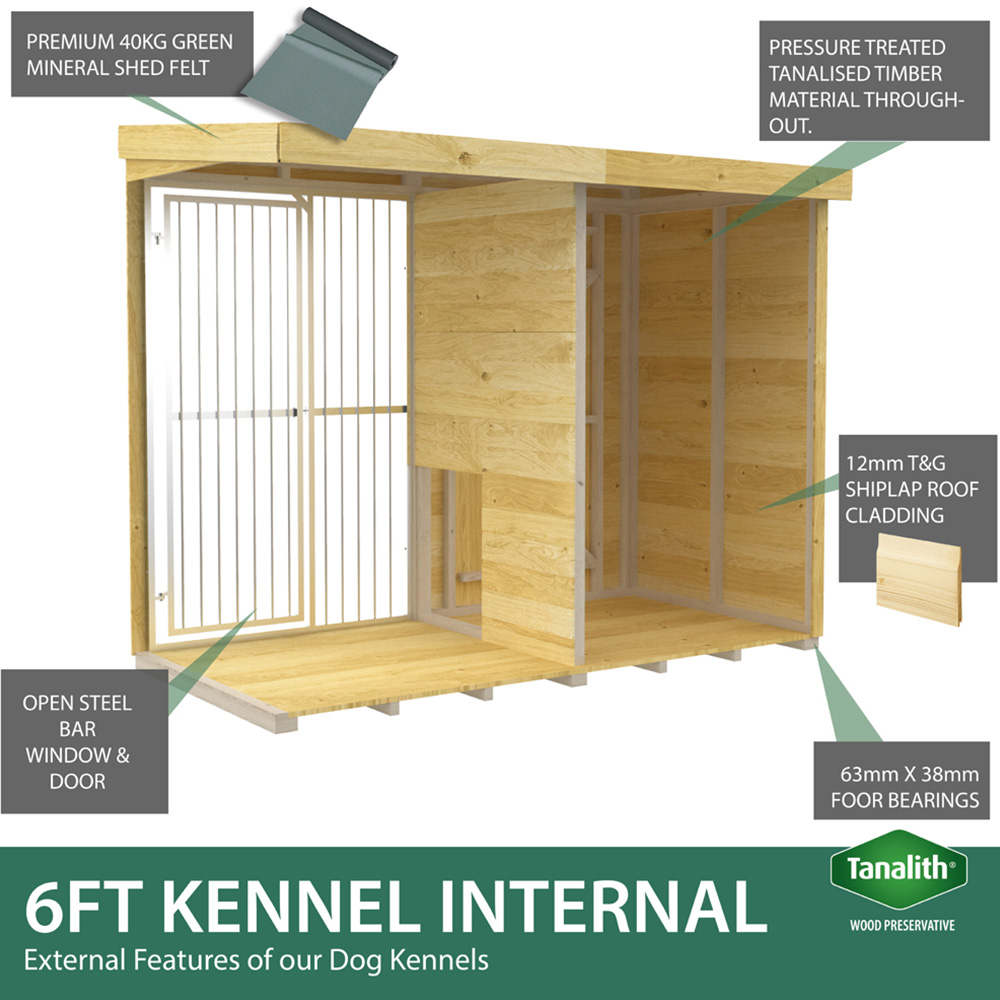DIY Sheds 12 x 6ft Pressure Treated Tongue and Groove Timber Full Height Dog Kennel and Run Image 5
