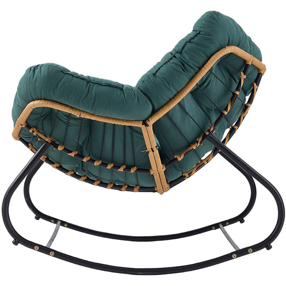 Living and Home Green Cushion PE Rattan Rocking Chair Image 3