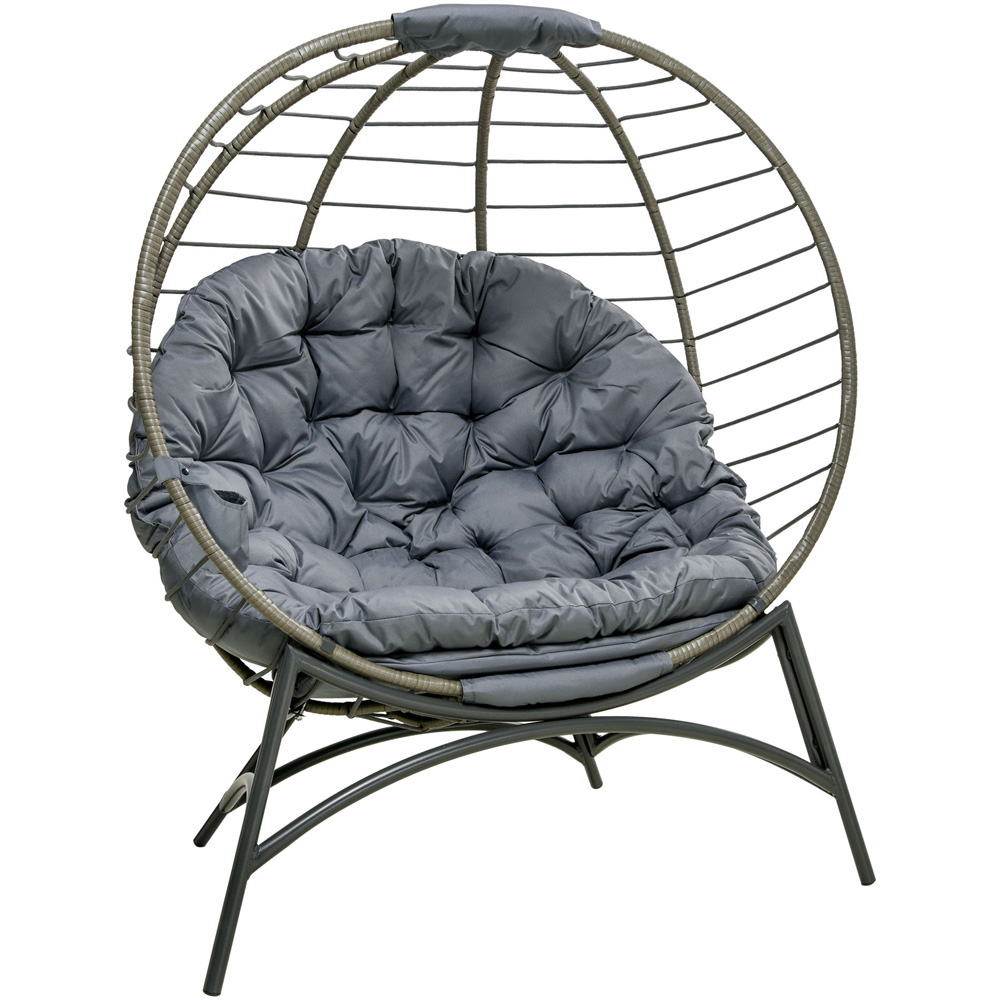 Outsunny Black Rattan Egg Chair with Cushions Image 2