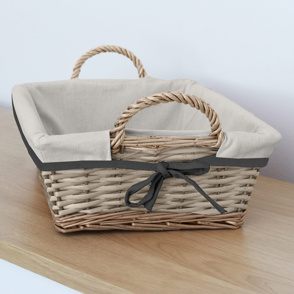 JVL Arianna Grey Rectangular Willow Storage Basket 10L Image 5