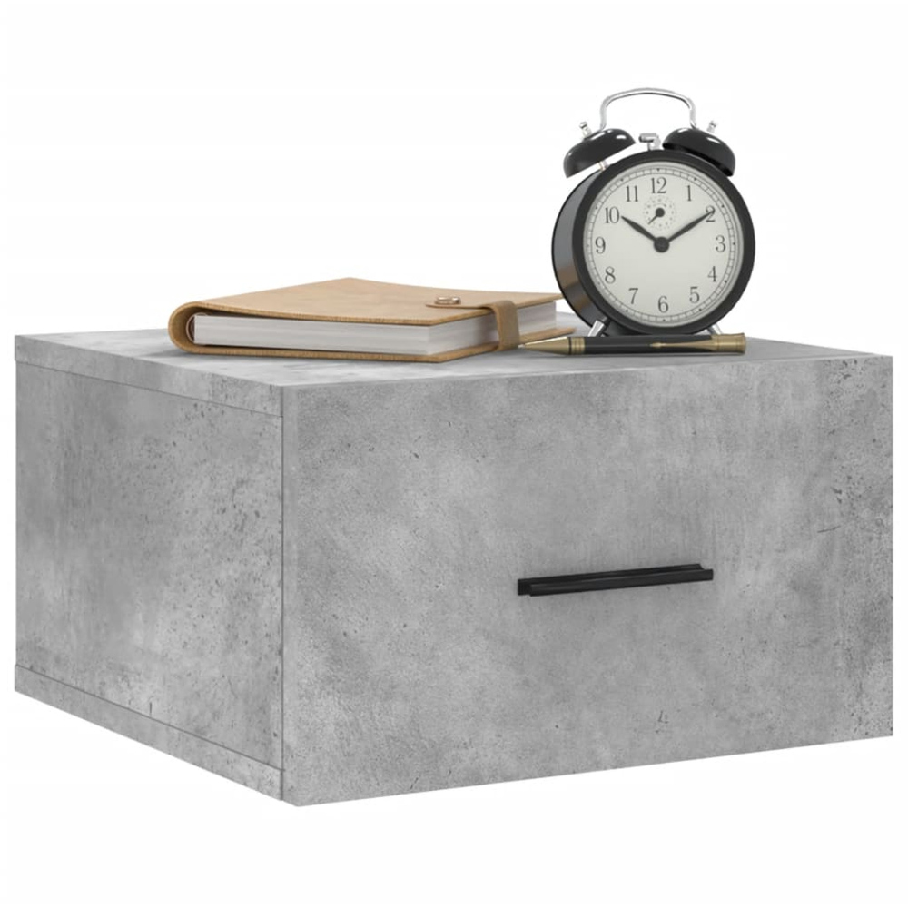 vidaXL Single Drawer Concrete Grey Wall Mounted Bedside Cabinet Image 3