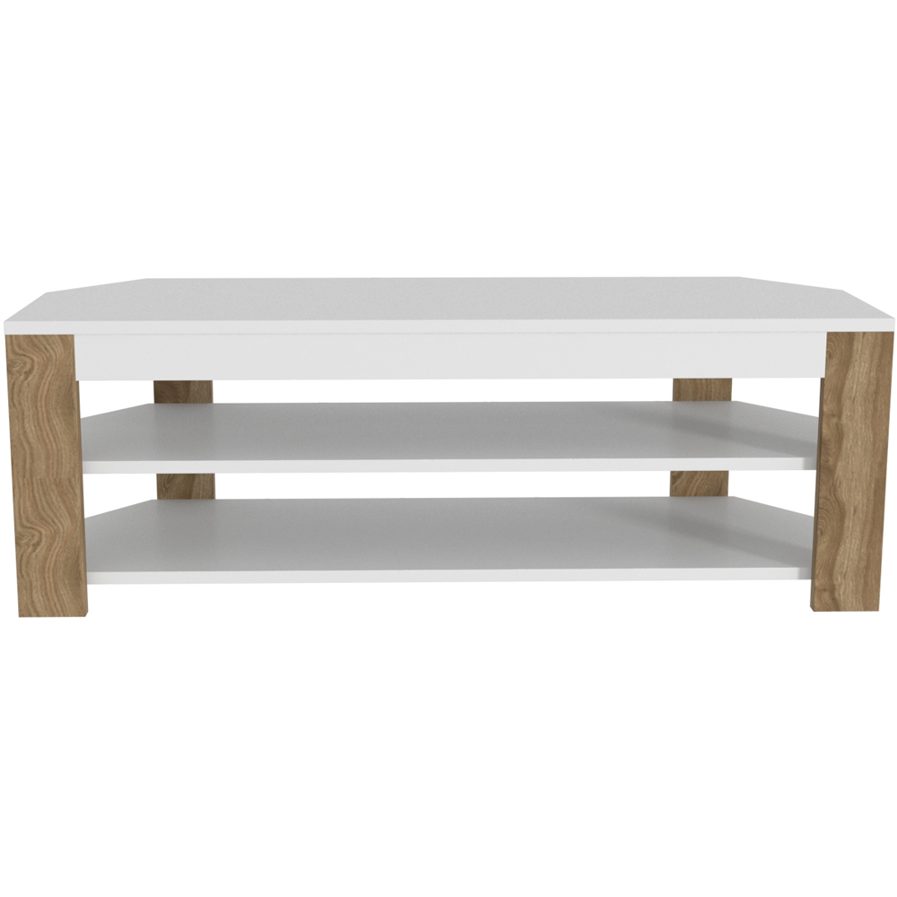 Decorotika Rita 2 Shelf White and Oud Corner TV Stand for 43 inch TV Image 2