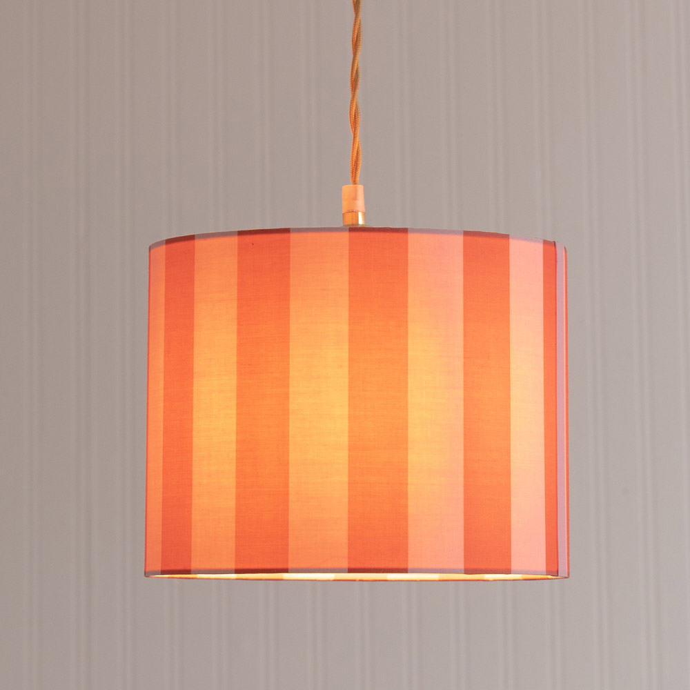 ValueLights Callie Colour Clash Small Orange and Pink Stripe Fabric Drum Lamp Shade Image 2