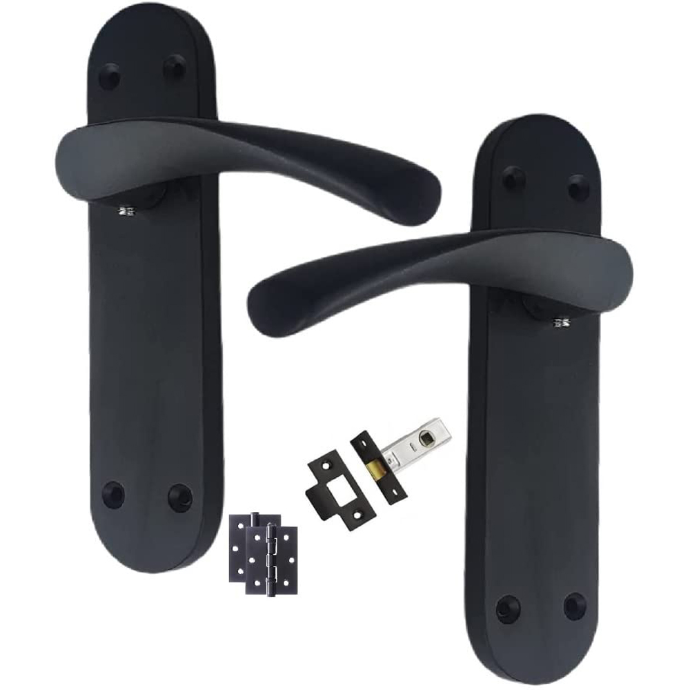 Golden Grace Matt Black Astrid Latch Door Handle Set 4 Pack Image 2