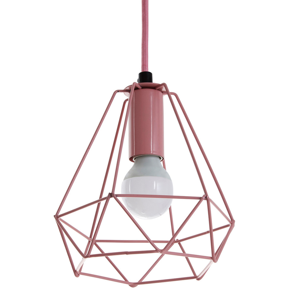 Premier Housewares Beli Pink Metal Wire Pendant Light Image 4