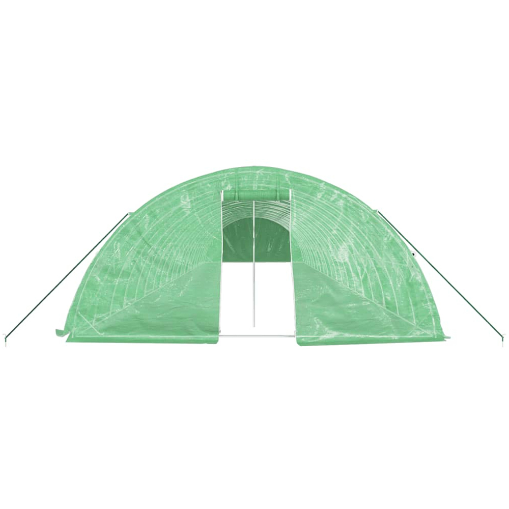 vidaXL Green Polyethylene Galvanised Steel Frame 65.6 x 16.4ft Greenhouse Image 3