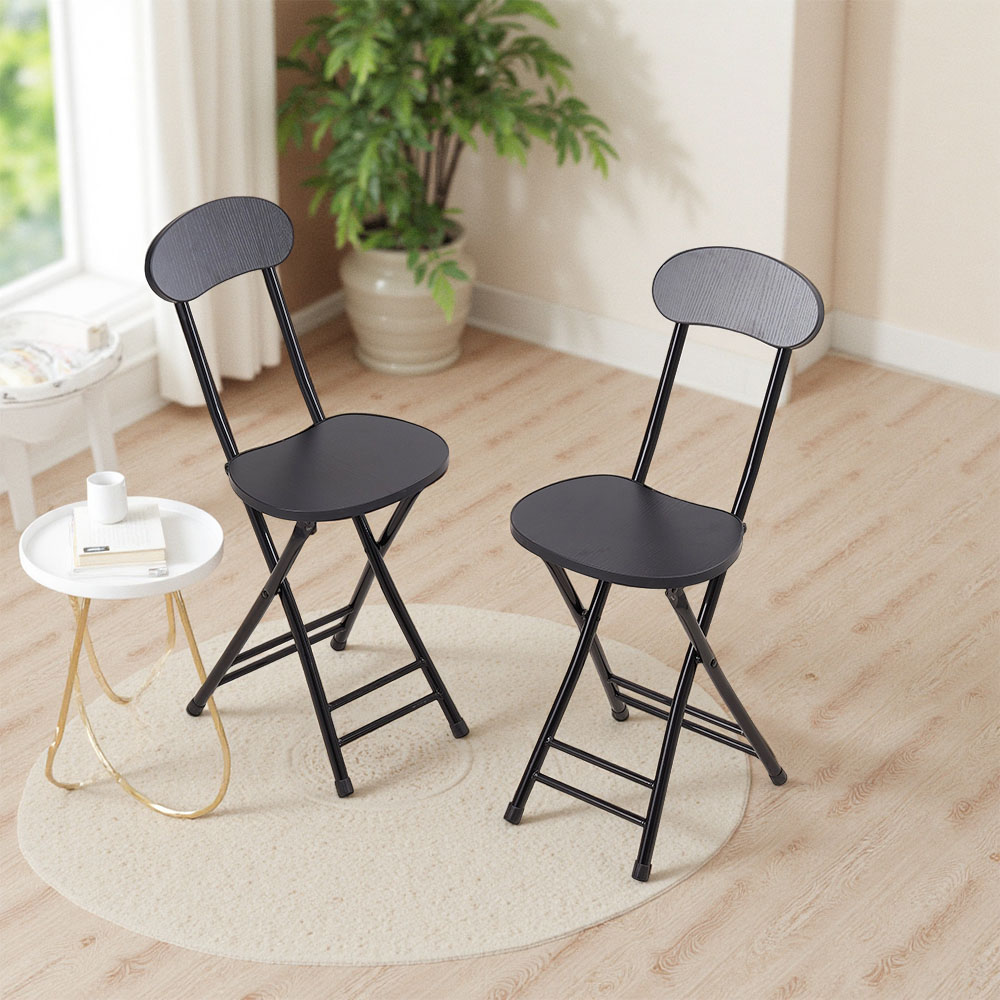 Living and Home Set of 2 Black Portable Foldable Dining Chairs Image 8