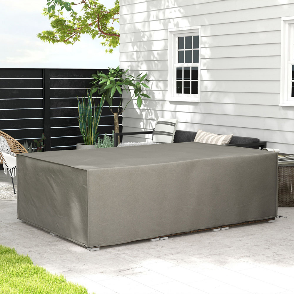 Outsunny Grey Oxford Rectangular Rattan Furniture Cover 222 x 155 x 67cm Image 2