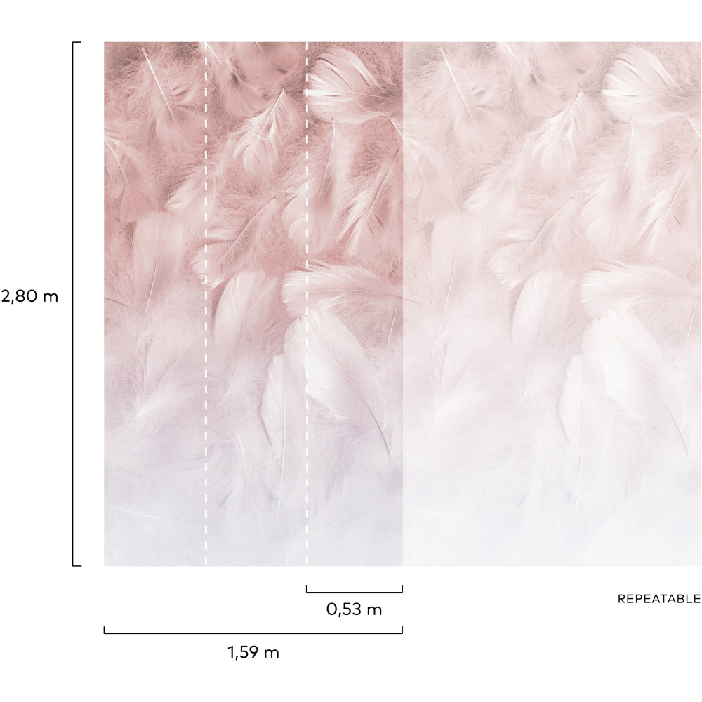 Grandeco Feathers 3 Lane Wall Mural Image 4