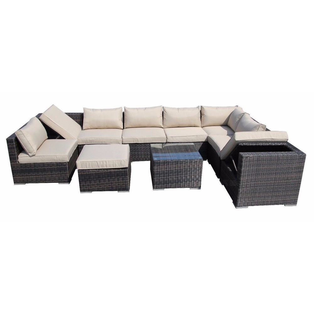 Furniture One 9 Seater Brown Rattan Modular Outdoor Sofa Image 5