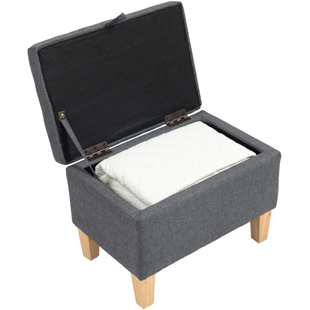 HOMCOM Charcoal Grey Linen Fabric Ottoman Storage Box Image 2