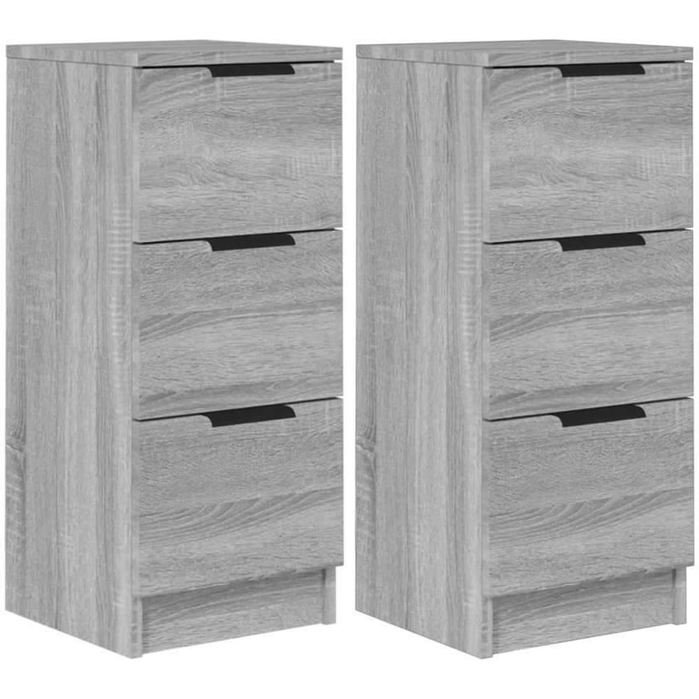 vidaXL 3 Drawer Grey Sonoma Sideboard 2 Pack Image 2
