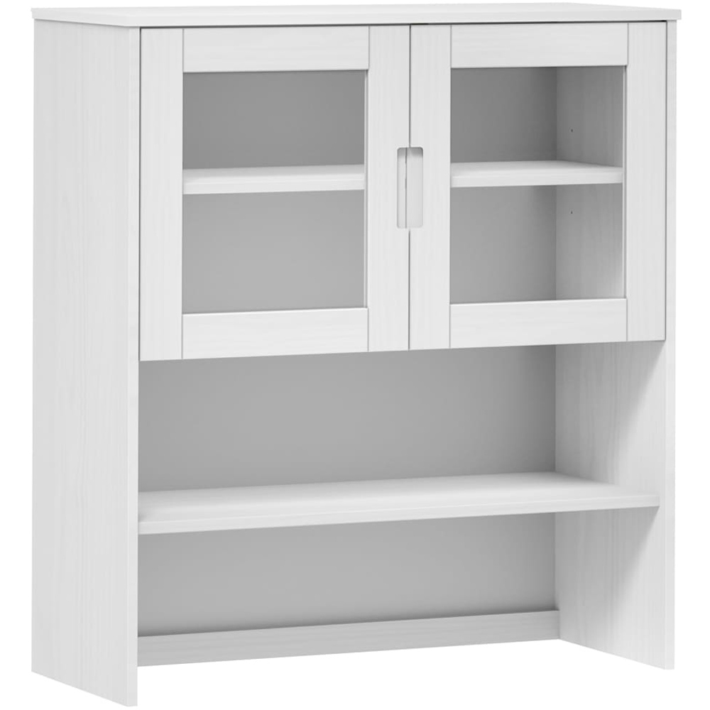 vidaXL Molde 2 Glass Door Single Open Shelf White Highboard Top Image 2