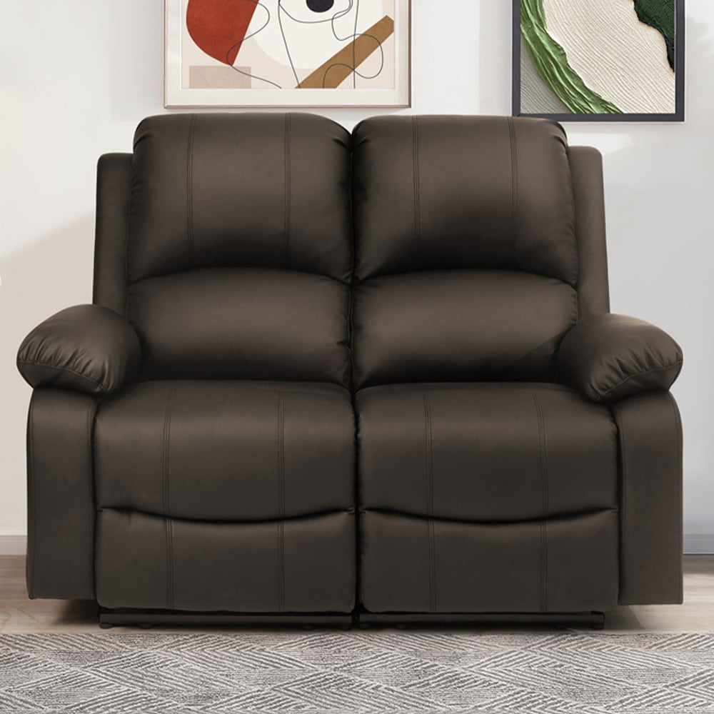 Comfy Living 2 Seater Brown PU Leather Electric Recliner Sofa Image 1