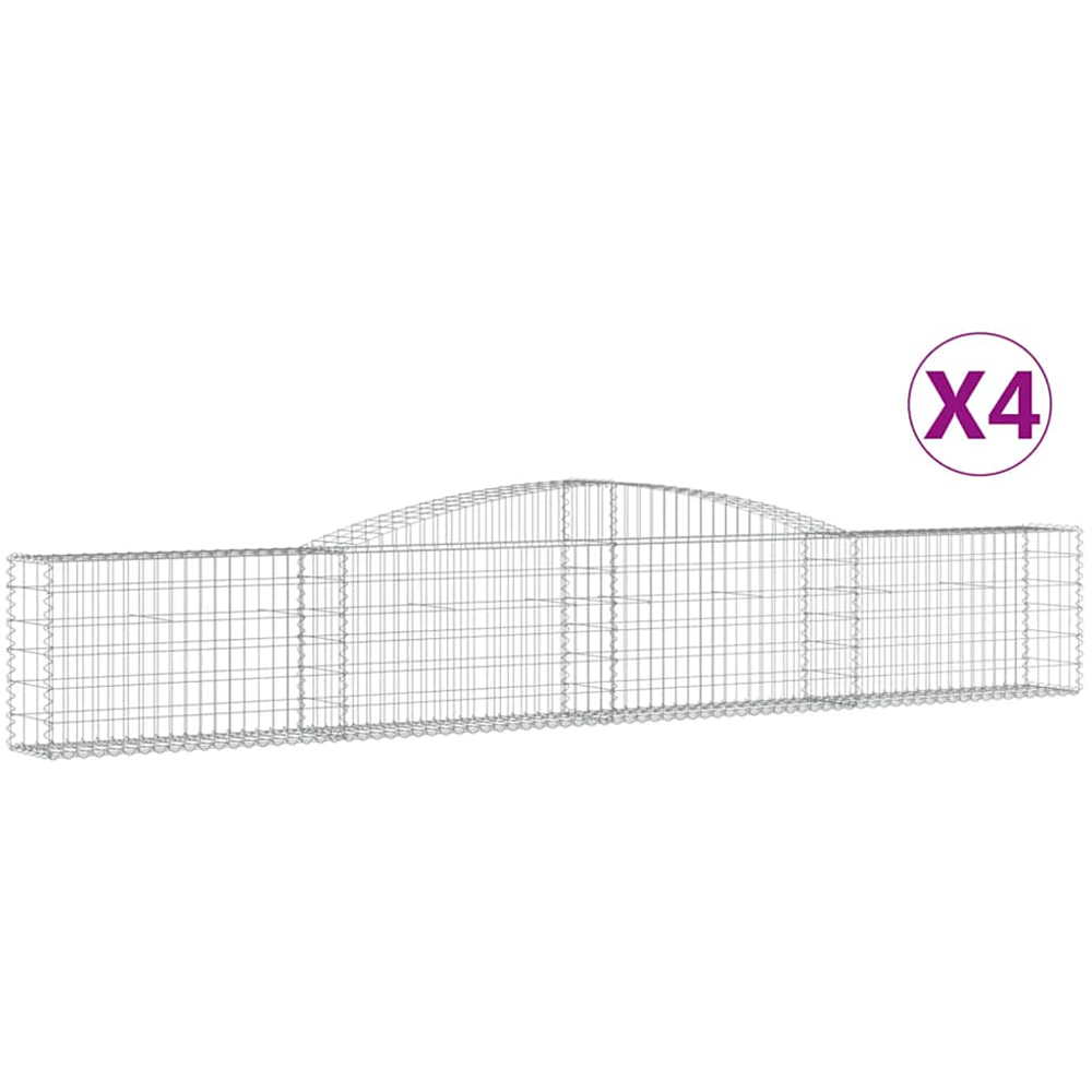 vidaXL Silver Galvanised Iron Arched Gabion Basket 400 x 30 x 60/80cm 4 Pack Image 4