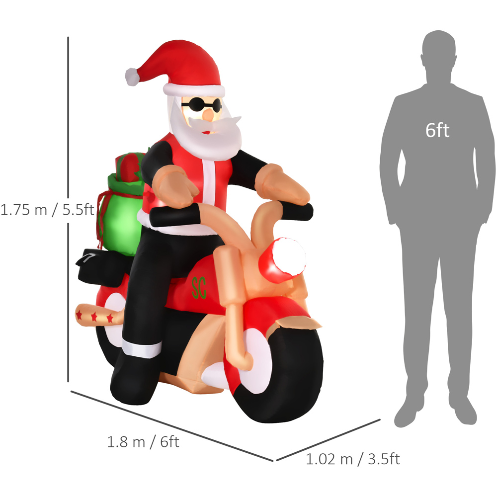 Everglow Light Up Inflatable Santa Claus Riding Motorcycle Christmas Decoration 5.5ft Image 7