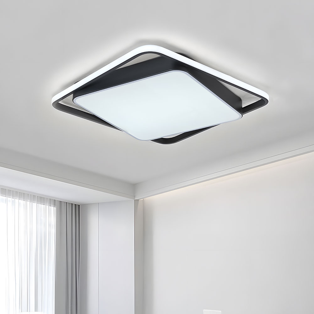 Living and Home Black and White Adjustable LED Ceiling Light with Remote Image 7