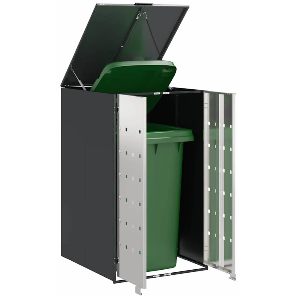 vidaXL Anthracite and Silver Wheelie Bin Storage Shed Image 3