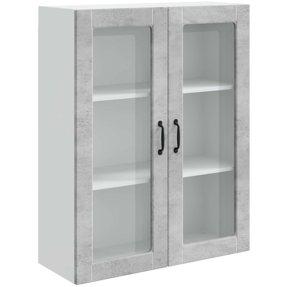 vidaXL 2 Glass Door Concrete Grey Kitchen Wall Cabinet Image 2
