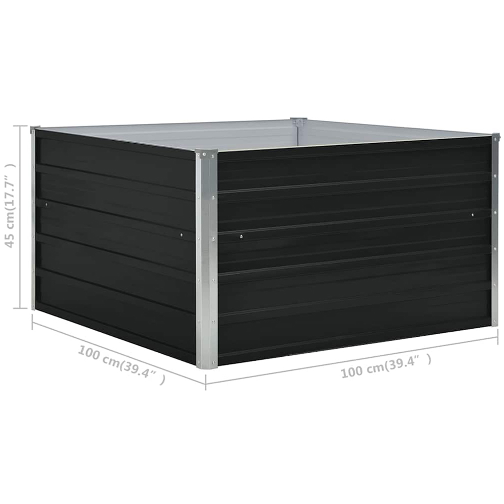 vidaXL Anthracite Galvanised Steel Raised Garden Bed 45 x 100 x 100cm Image 6